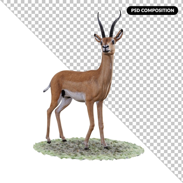 PSD gazelle animal isolated 3d