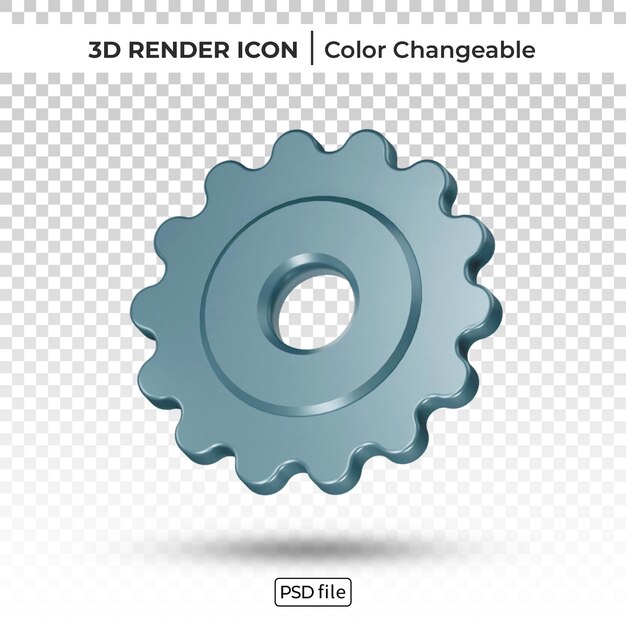 Gear 3d render kleur veranderlijk pictogram