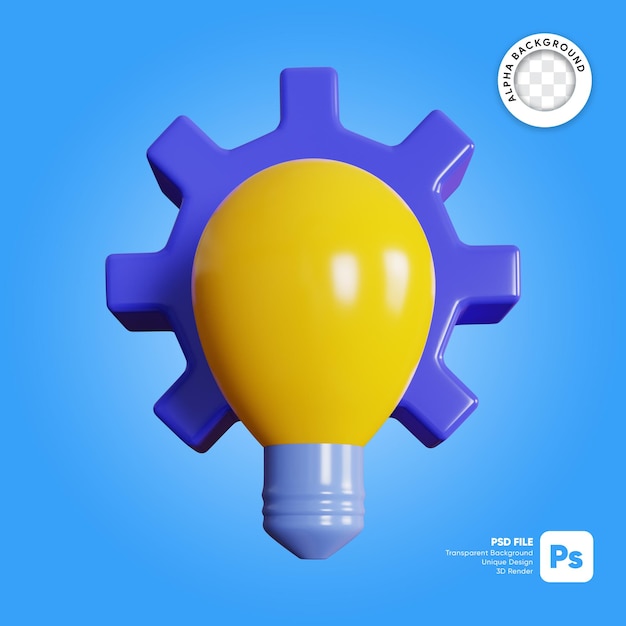 Gear bulb 3d illustration element