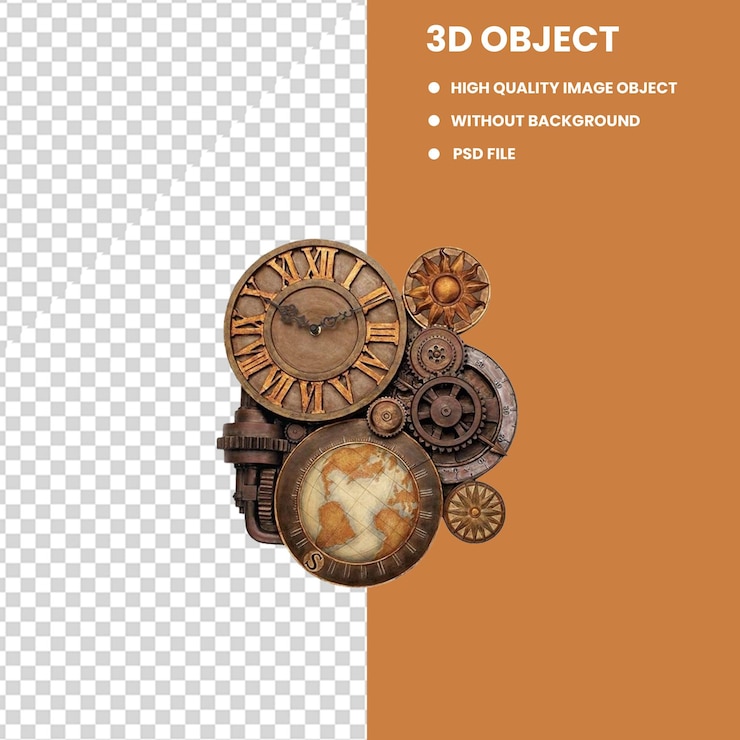 PSD gear skeleton clock