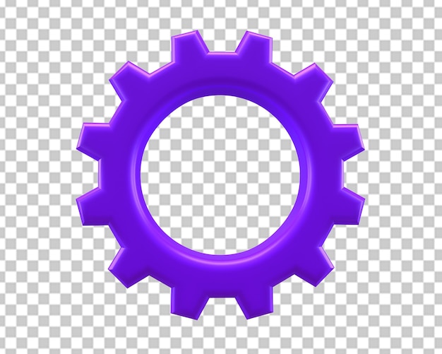 Gear wheel machine setting purple icon 3d render