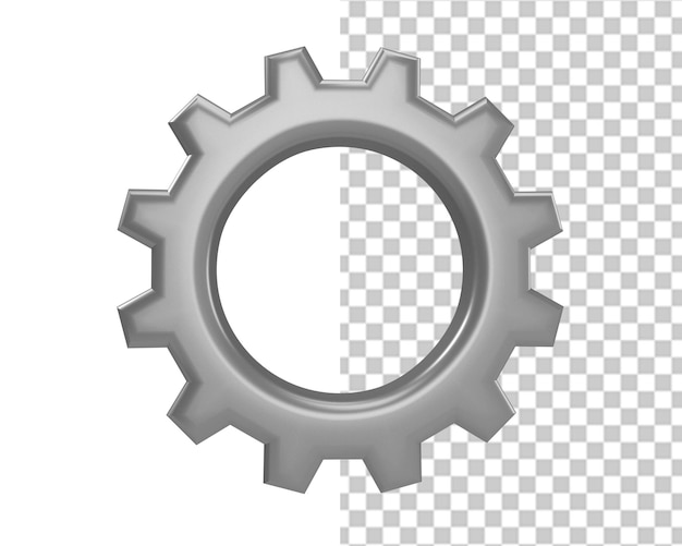 PSD gear wheel machine setting silver icon 3d render