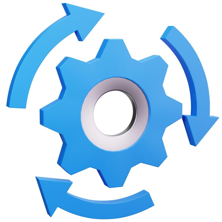 PSD gear with arrows illustrating process automation and workflow