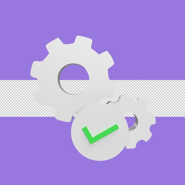 gear with checklist icon 3d icon model cartoon style concept render illustration