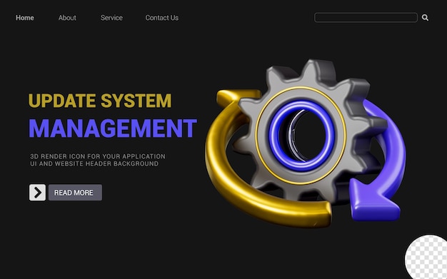 gear with rotation sign on dark background 3d render concept for update system management
