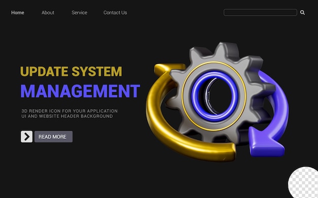 PSD 更新システム管理のための暗い背景 3 d レンダリング コンセプトの回転記号付きギア