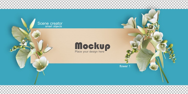 Geassorteerde bloem frame illustratie mockup