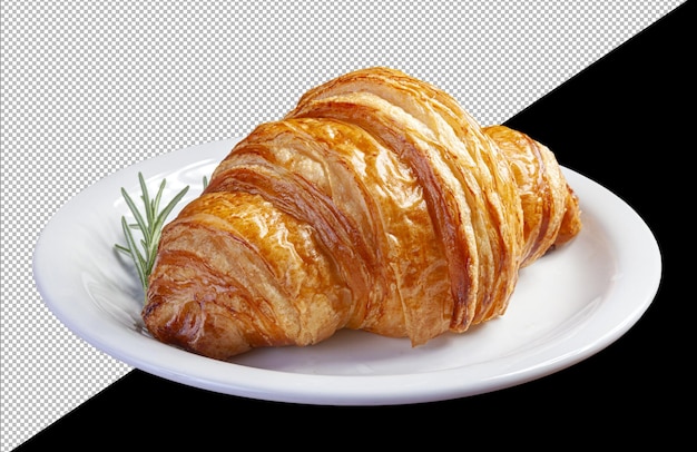 Gebakken croissant geserveerd op bord