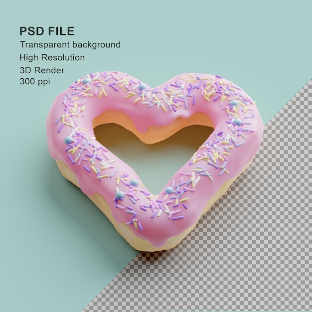 Gebakken hart donuts 3d render