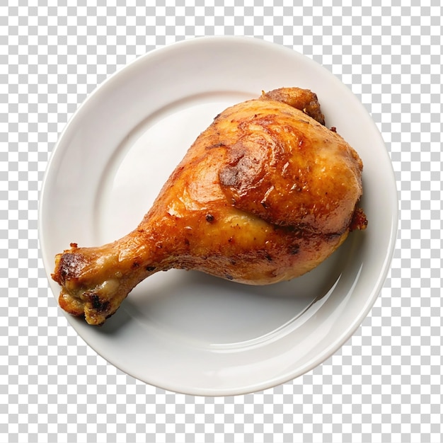 PSD gebakken kip op een wit bord geïsoleerd op een doorzichtige achtergrond
