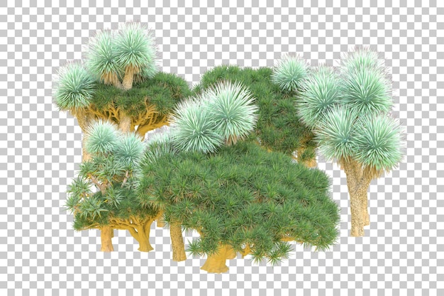 Gebladerte eiland geïsoleerd op witte achtergrond 3d rendering illustratie