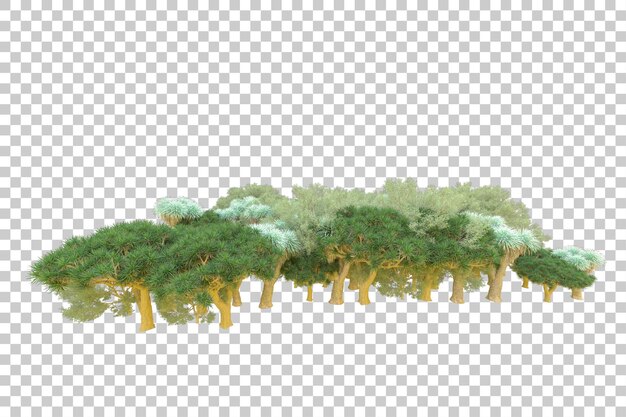 Gebladerte eiland geïsoleerd op witte achtergrond 3d rendering illustratie