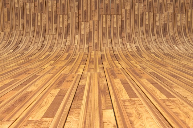 Gebogen houten parket in 3D-rendering