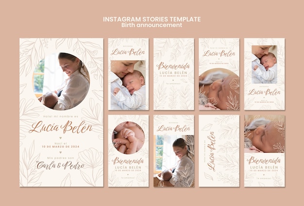Geboorte aankondiging instagram verhalen