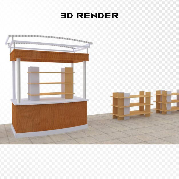 PSD gebouw winkel winkel café met koffietafel opstarten franchise bedrijfsconcept 3d render