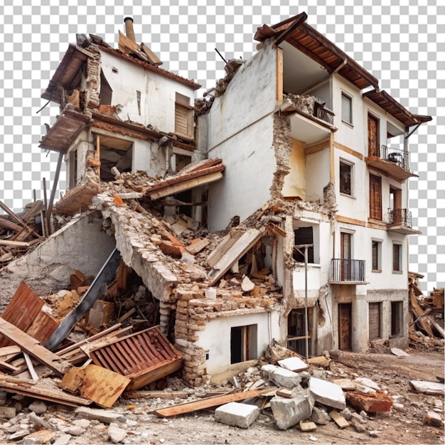 PSD gebouwen verwoest na een aardbeving doorzichtige achtergrond