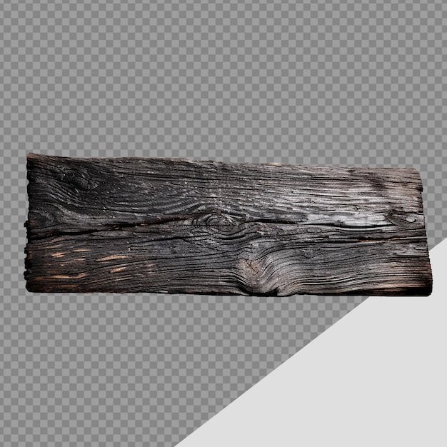 PSD gebrande houten plank png geïsoleerd op een doorzichtige achtergrond