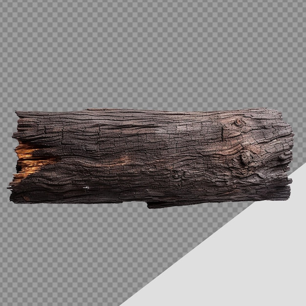 Gebrande houten plank png geïsoleerd op een doorzichtige achtergrond