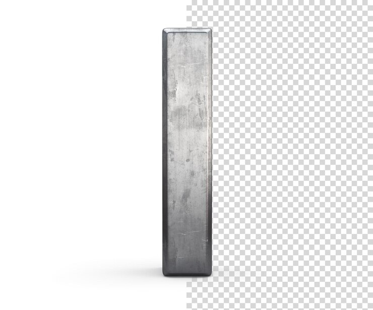PSD gebrandschilderd staal letter i 3d-rendering