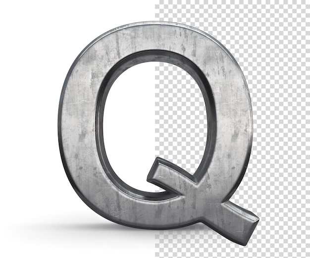 Gebrandschilderd staal letter Q 3D-rendering