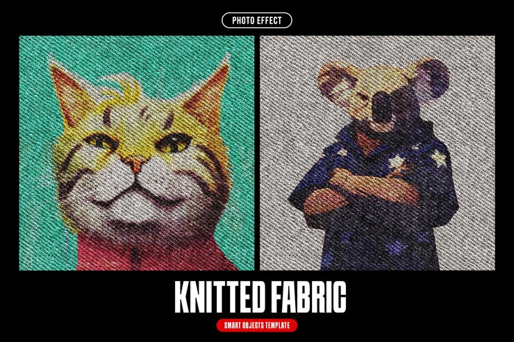 PSD gebreide stof foto-effect voor het vierkant