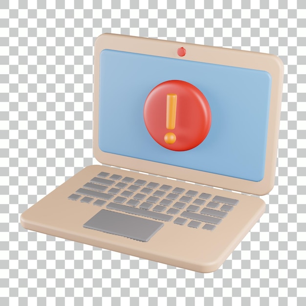 PSD gebroken demage melding laptop 3d pictogram