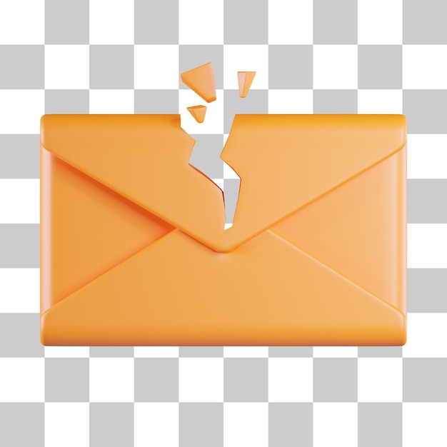 PSD gebroken e-mail 3d-pictogram