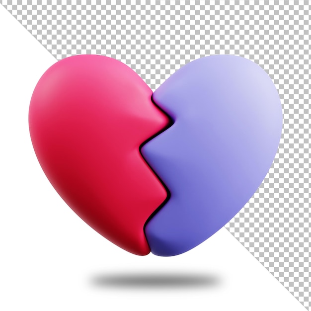 PSD gebroken hart liefde pictogram 3d render