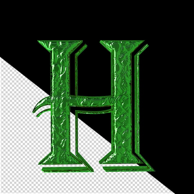 PSD gecanneleerd groen symbool vooraanzichtletter h