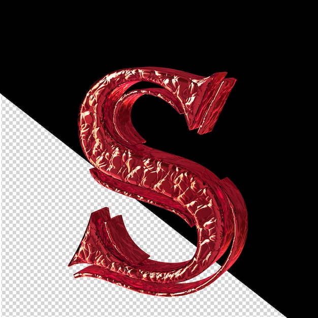 PSD gecanneleerde rode 3d symbool vooraanzicht letter s
