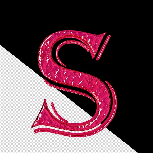 PSD gecanneleerde roze 3d symbool vooraanzicht letter s