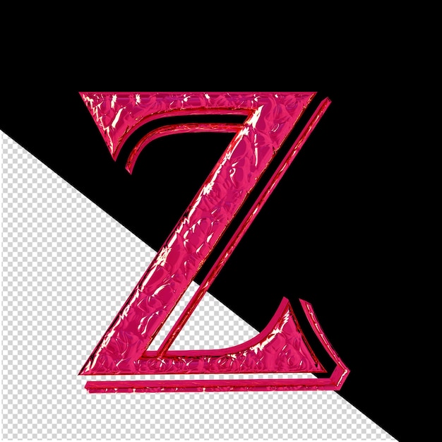 Gecanneleerde roze 3d symbool vooraanzicht letter z