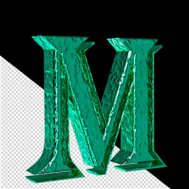 PSD gecanneleerde turquoise 3d-symbool linker zijaanzicht letter m