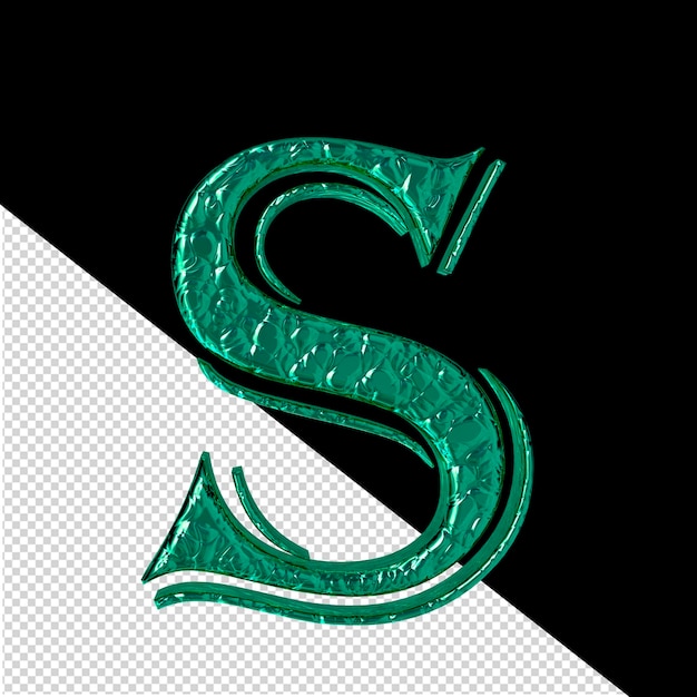 PSD gecanneleerde turquoise 3d symbool vooraanzicht letter s