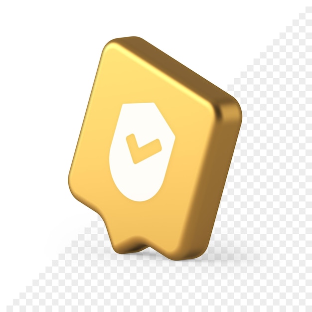 Gedaan vinkje schild knop succes bescherming goedgekeurd wachtwoord web app 3d-realistische tekstballon pictogram