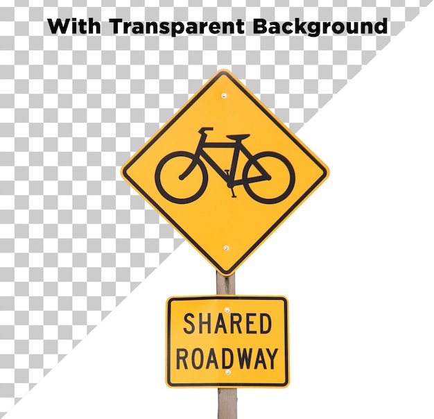 Gedeelde weg Cycle Road Sign PNG PSD geïsoleerd op doorzichtige achtergrond