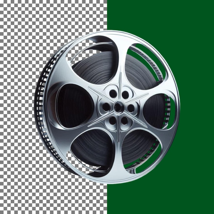 PSD gedetailleerd beeld van een vintage film reel op doorzichtige achtergrond png psd