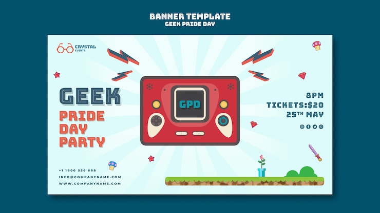 PSD geek pride day banner template