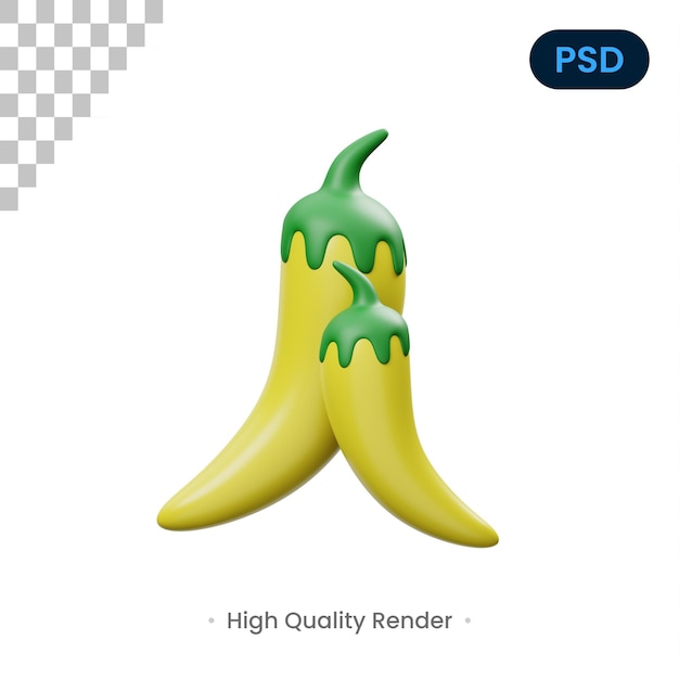 Geel Chili 3D-pictogram Premium Psd