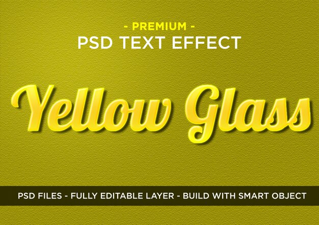 Geel glas premium photoshop psd-stijlen teksteffect