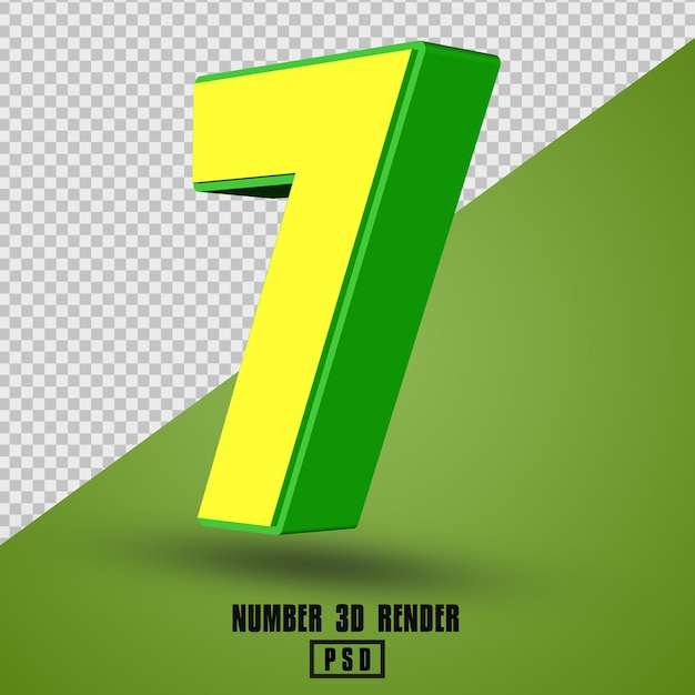 Geel groen nummer 3d render