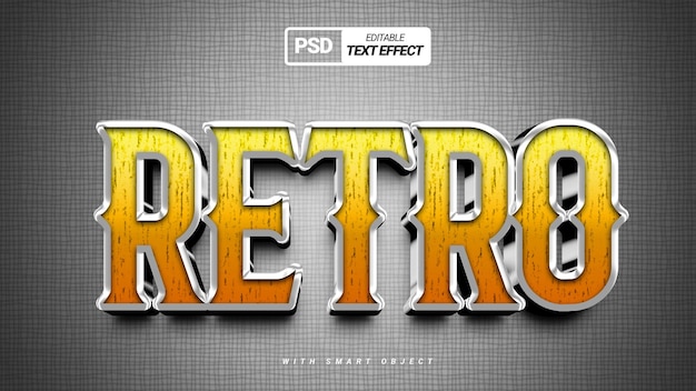 Geel retro klassiek fantasie 3d teksteffect ontwerp