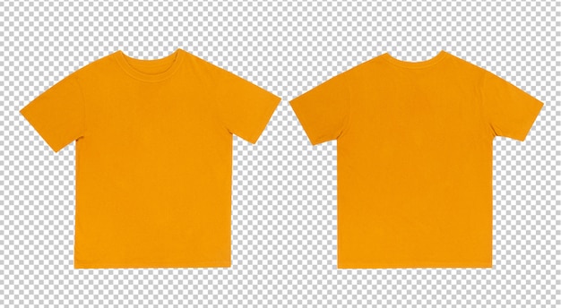 PSD geel t-shirtsmodel voor en achter