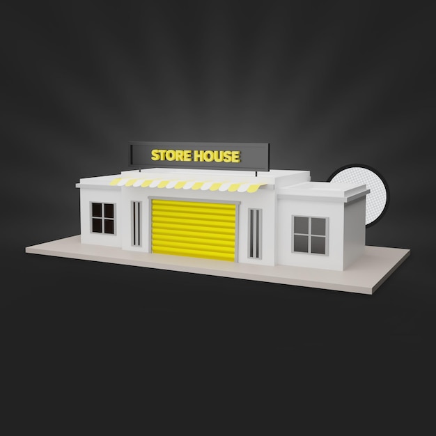 Geel winkelhuis 3d render