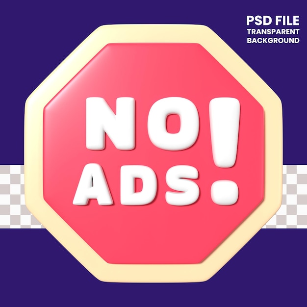 PSD geen advertenties 3d illustratie icoon