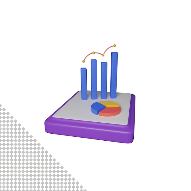 Gegevensanalysegrafieken en cirkeldiagram 3D-pictogram