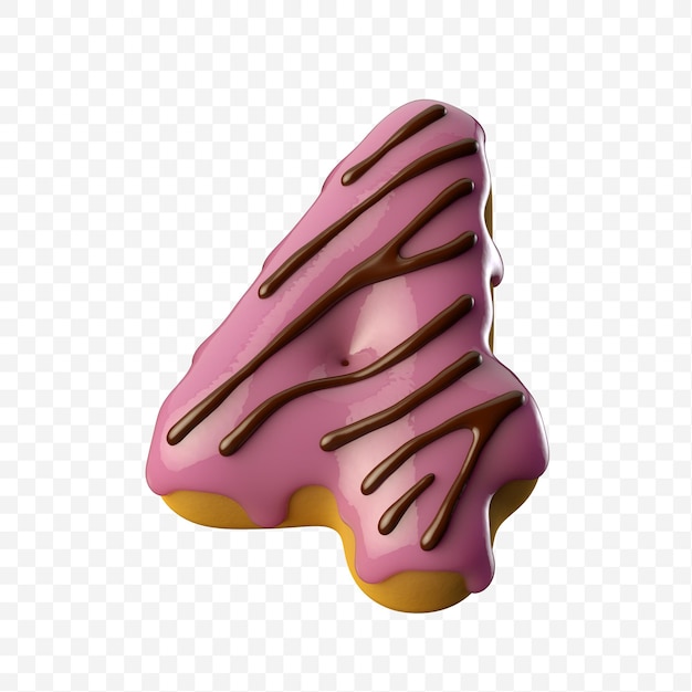 Geglazuurde roze donut met chocolade nummer 4 3d illustratie