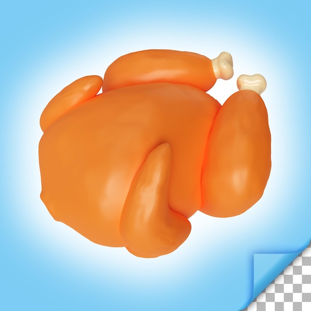 Gegrilde kip 3d illustratie icon