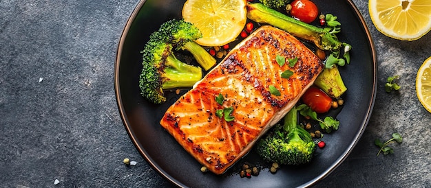 Gegrilde zalm met citroen en groenten