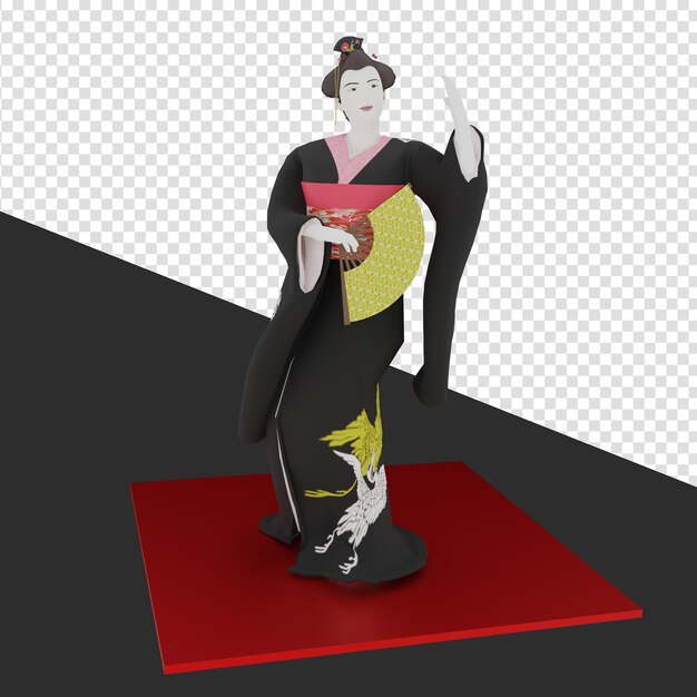 PSD geisha figurine 3d render